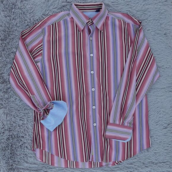 Robert Graham Other - Robert Graham Shirt Men's XL Multicolor Striped Button Up Floral Flip Cuff